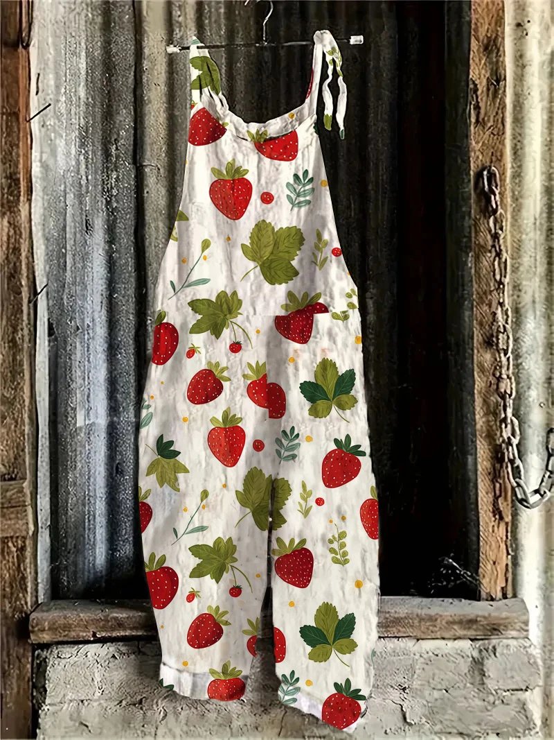 Strawberry Print Casual Jumpsuit