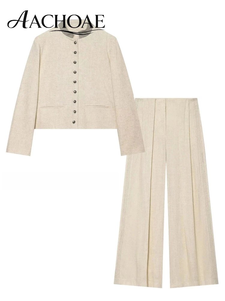 Elegant Linen 2-Piece Pants Set