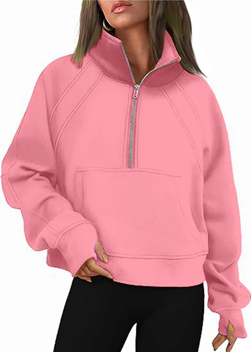 Chic Women's Plush Half-Zip Sweatshirt