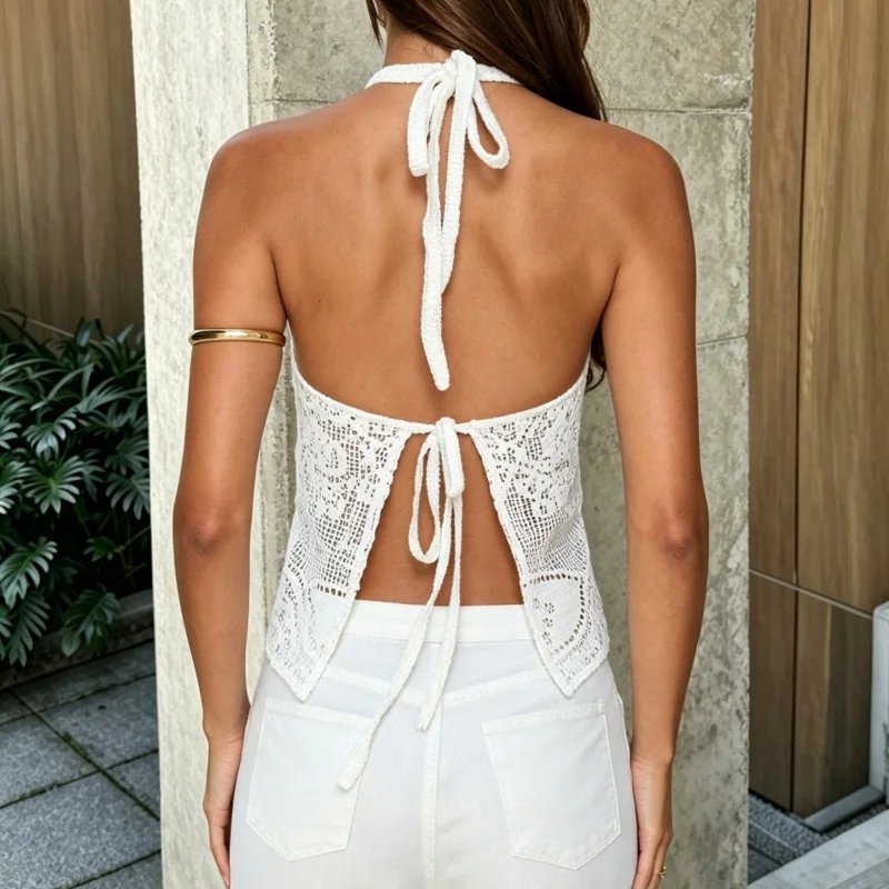 Elegant Floral Halter Cami Top
