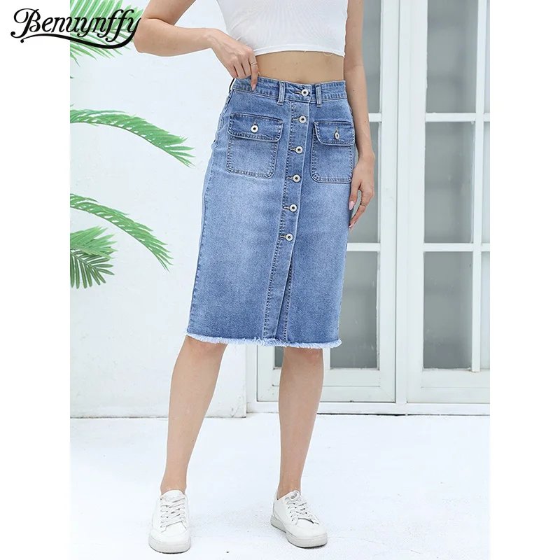 Vintage High-Waist Denim Skirt