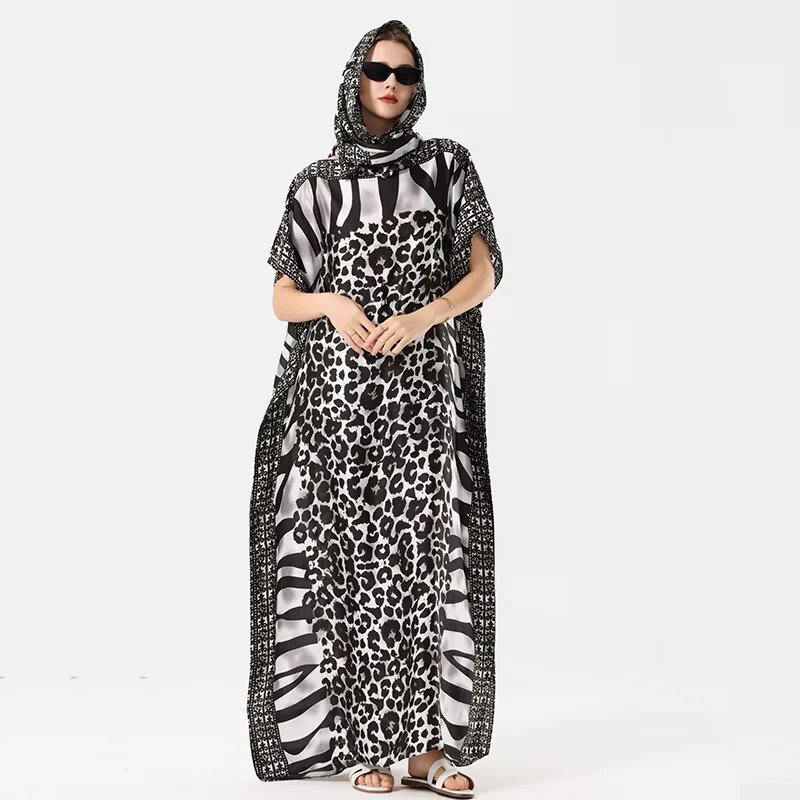 Elegant Leopard Satin Robe Set