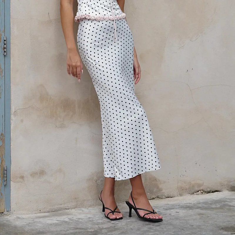 Chic Vintage Polka Dot Midi Skirt