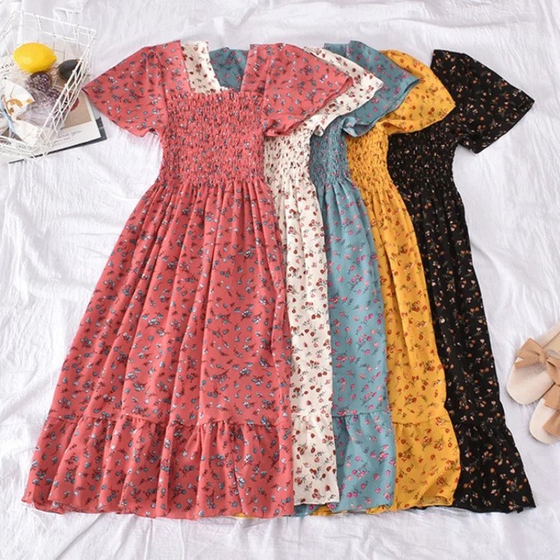 Floral Puff Sleeve Vacation Dress