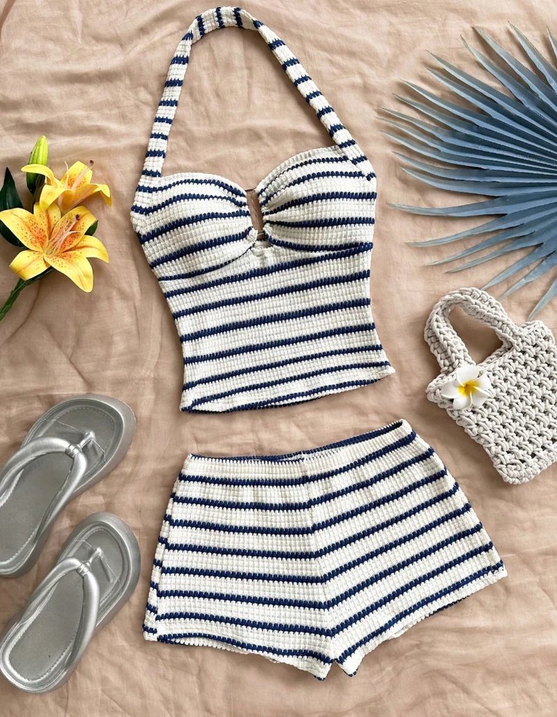 Nautical Striped Knit Halter Set