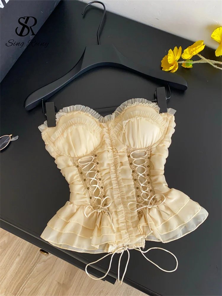 Chic Strapless Chiffon Corset Top