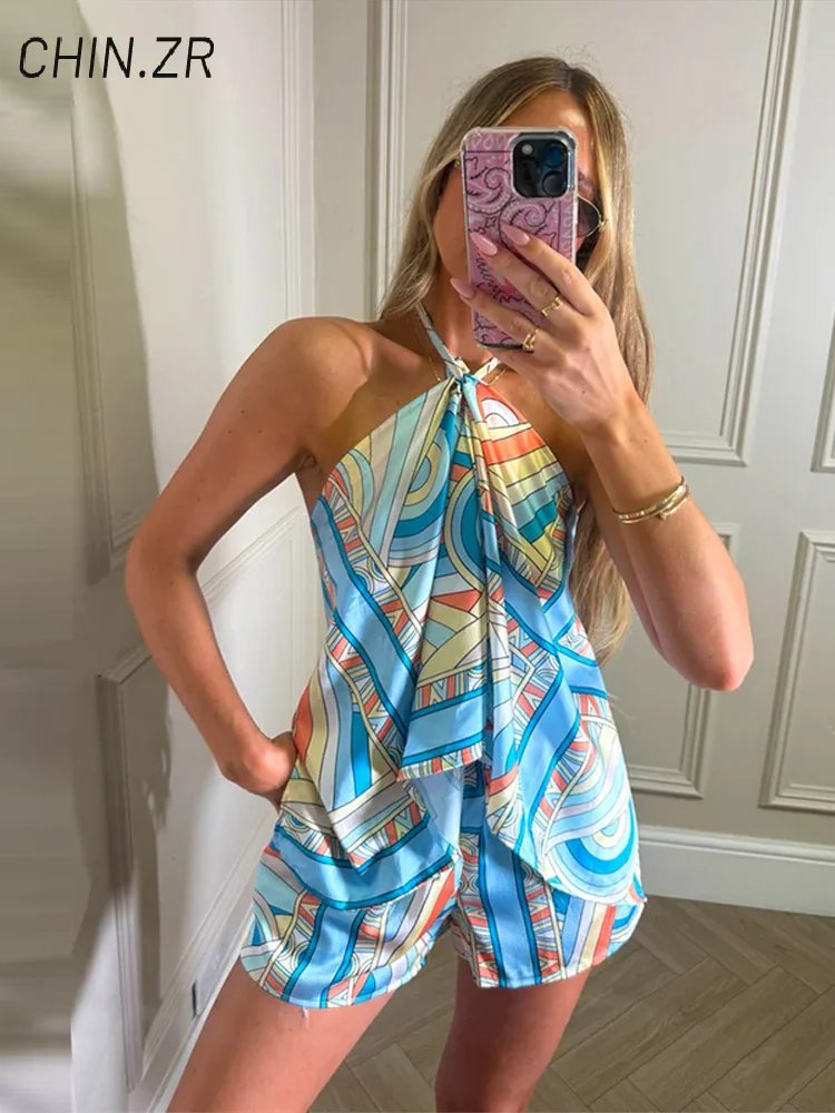 Summer Beach Halter Top & Shorts Set