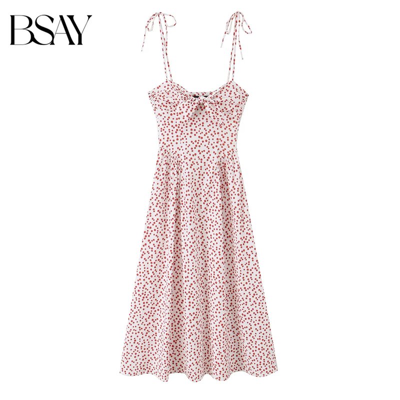 Elegant Red Polka Dot Midi Dress