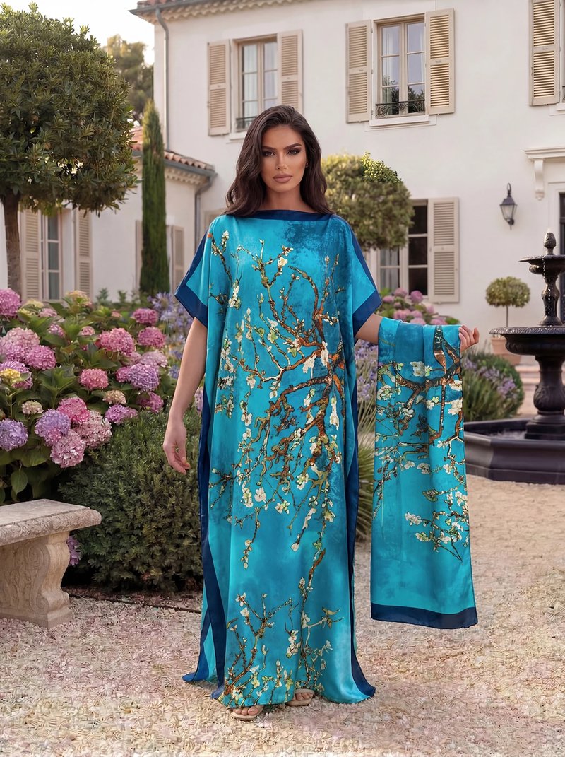 Vintage Almond Blossom Abaya Scarf Set
