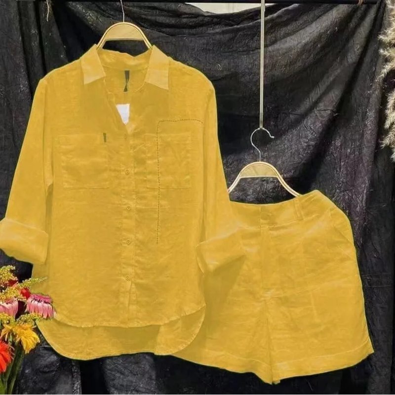 Stylish Cotton Linen Shirt Set