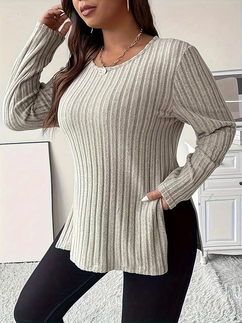 Curvy Plus Size Ribbed Tunic