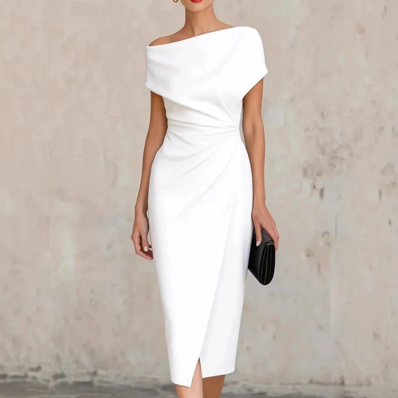 Chic Asymmetrical Off-Shoulder Midi Dress