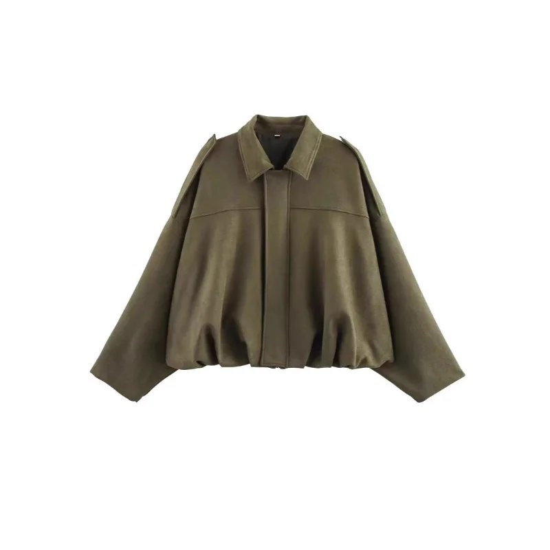 Oversized Faux Suede Jacket for Women
