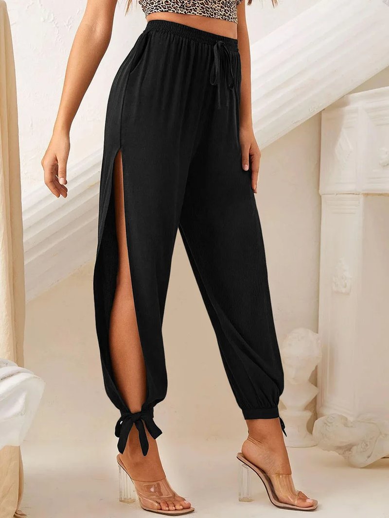 Chic High Waist Linen-Like Pants