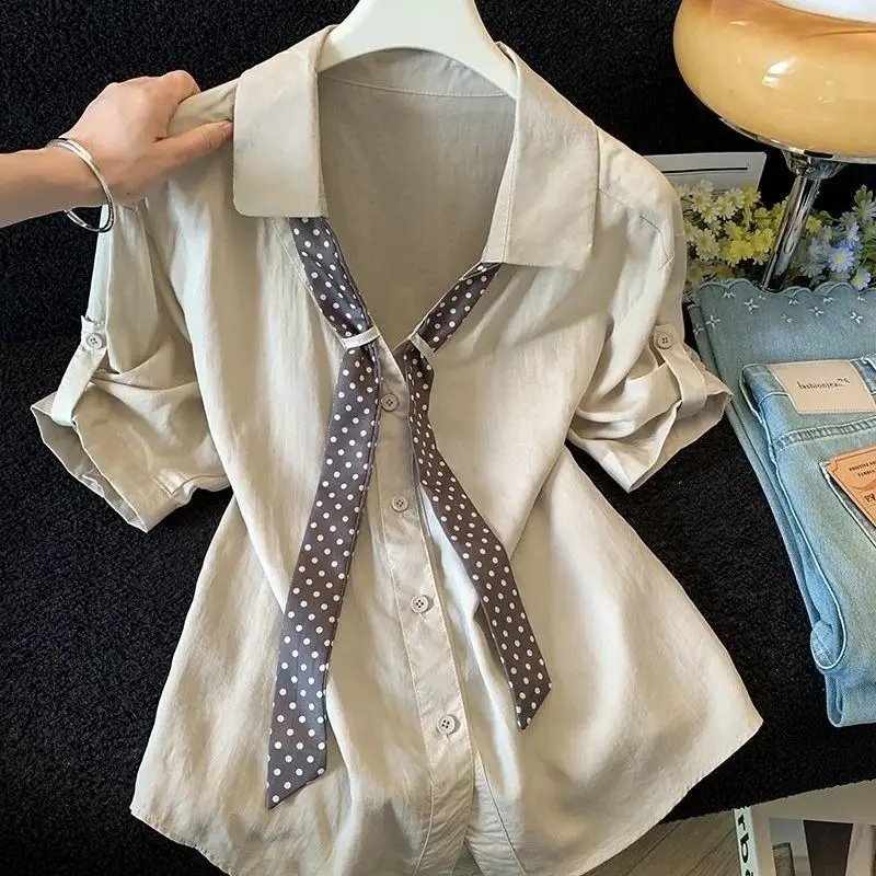Elegant Polka Dot Bow Blouse