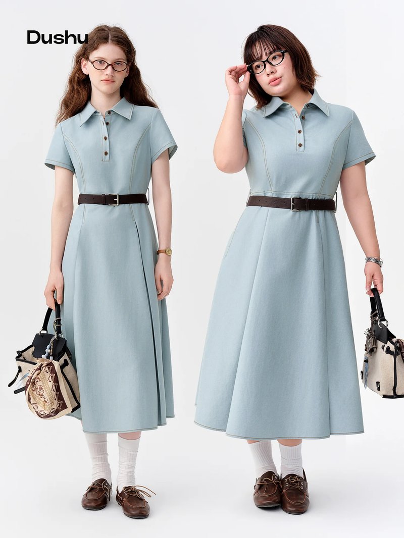 Elegant Denim A-Line Dress