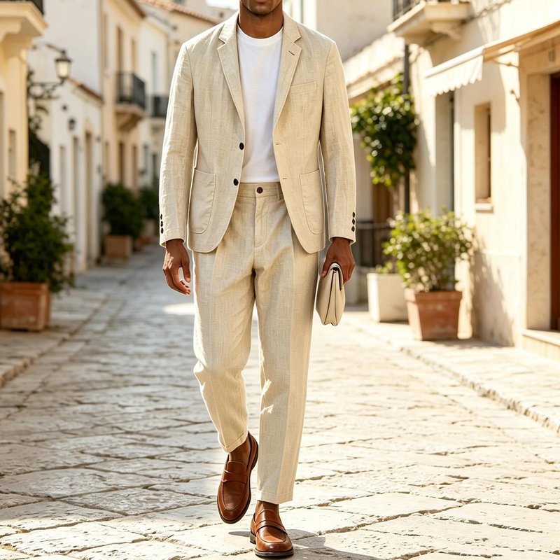 Men's Slim Fit Linen Suit Set