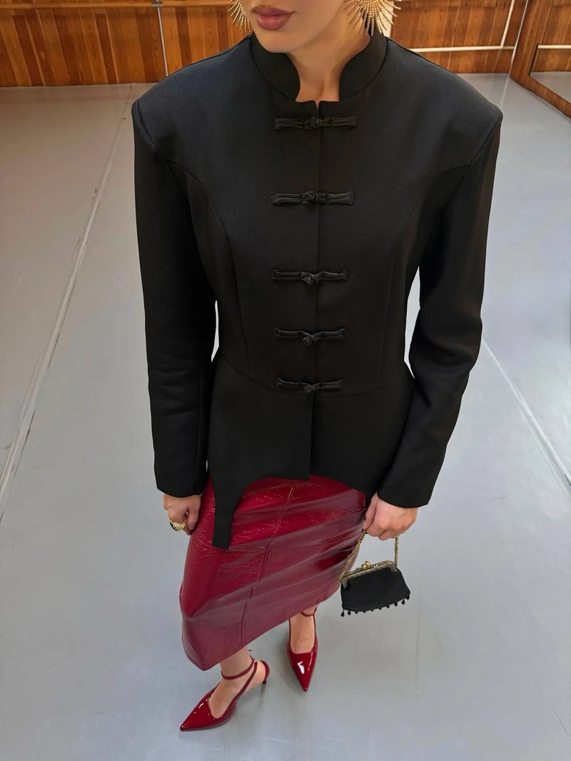 Elegant Mandarin Collar Blazer