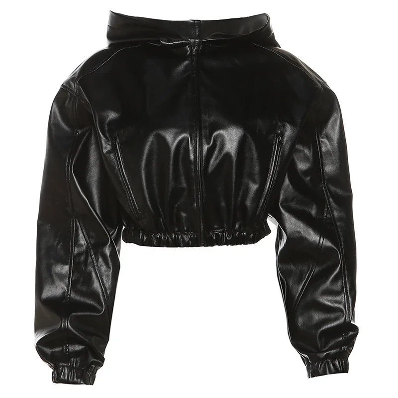 Chic Faux Leather Cropped Jacket