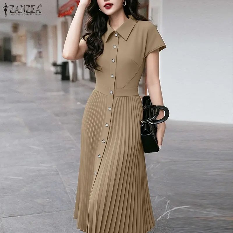 Elegant Summer Midi Shirt Dress