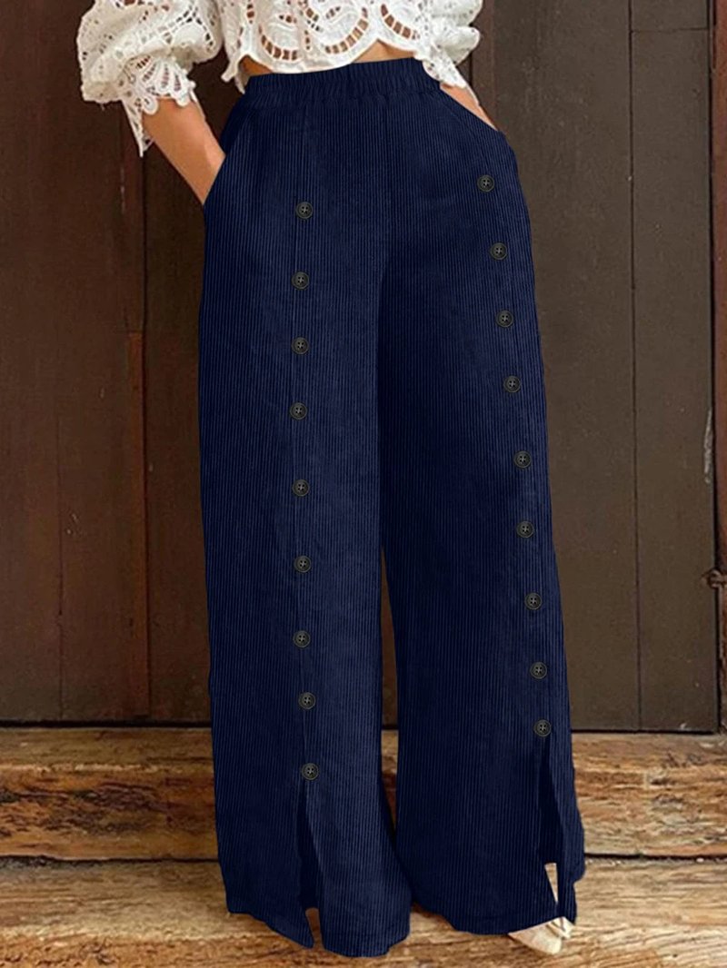 Plus Size Corduroy Wide Leg Pants
