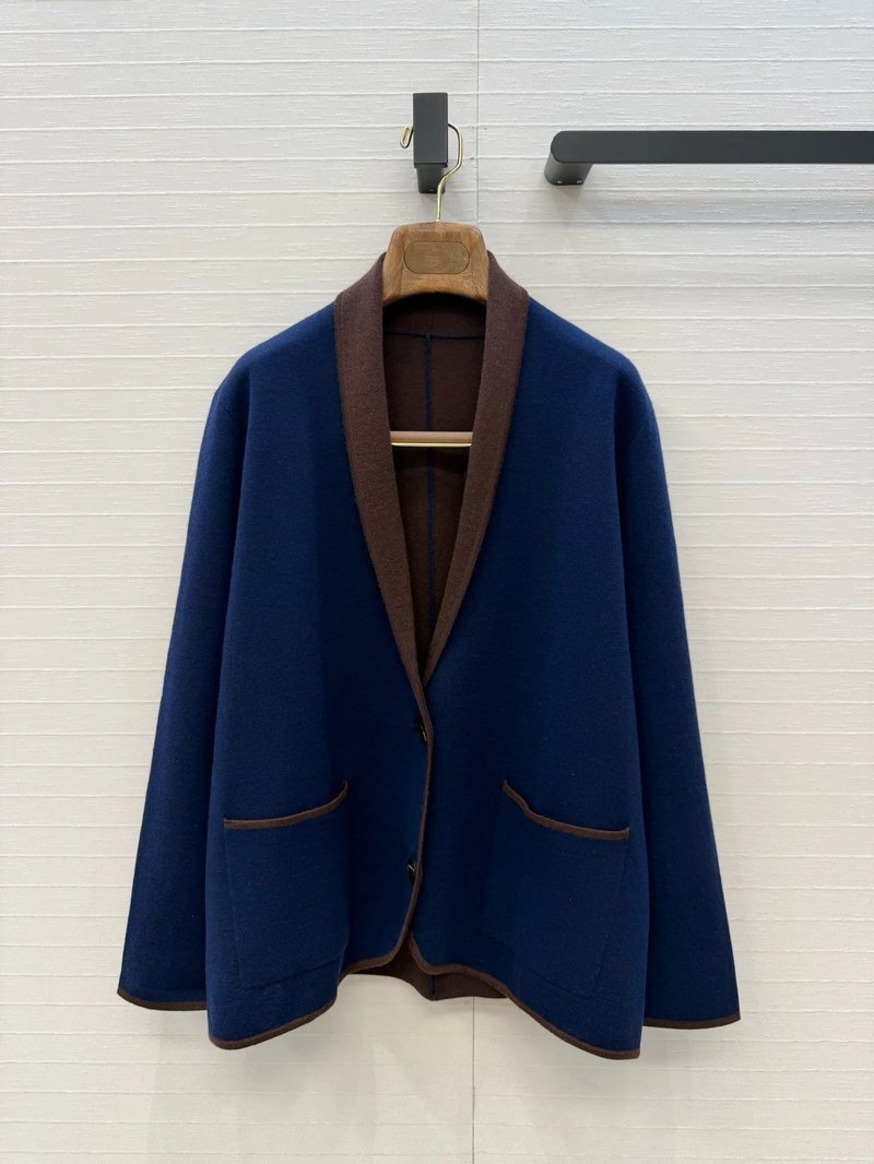 Chic Contrast Trim Knit Blazer