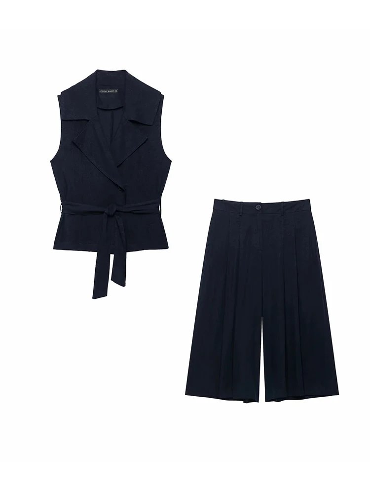 Chic Navy Blue 2-Piece Women's Suit