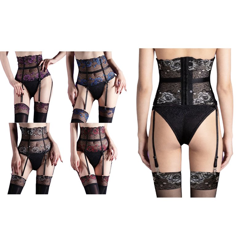 Floral Lace Corset with Garter Straps
