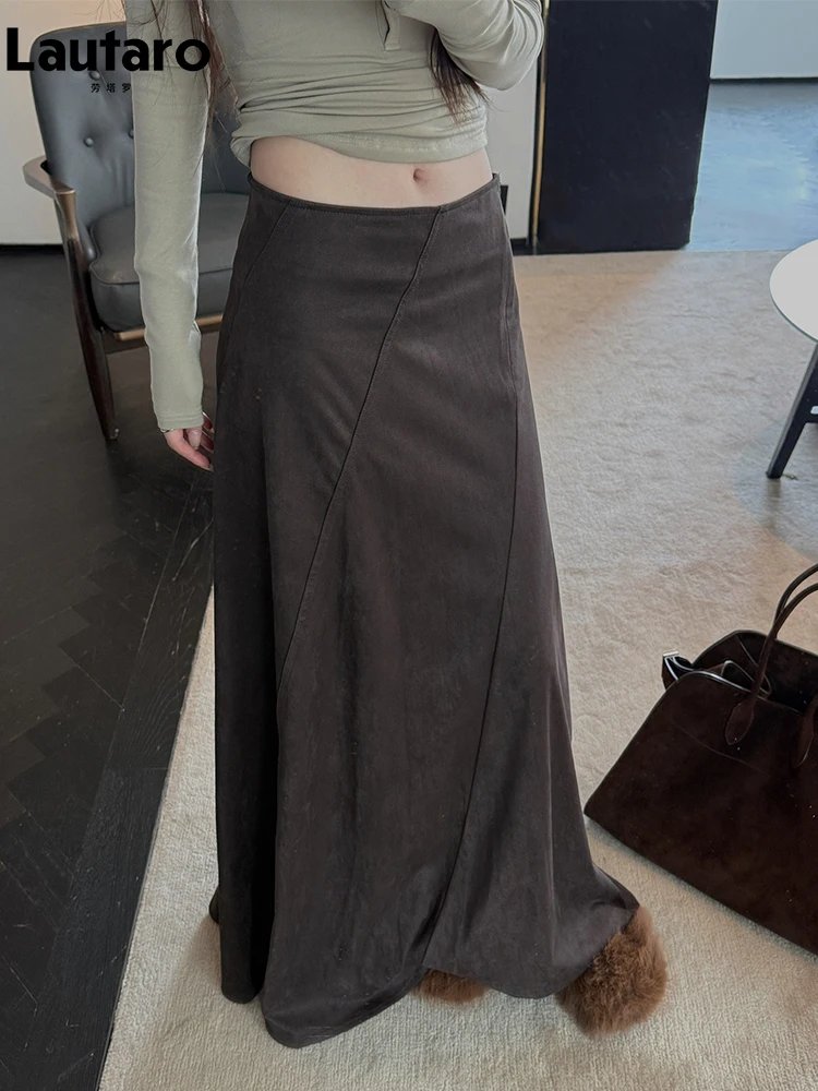 Chic Faux Suede Maxi Skirt