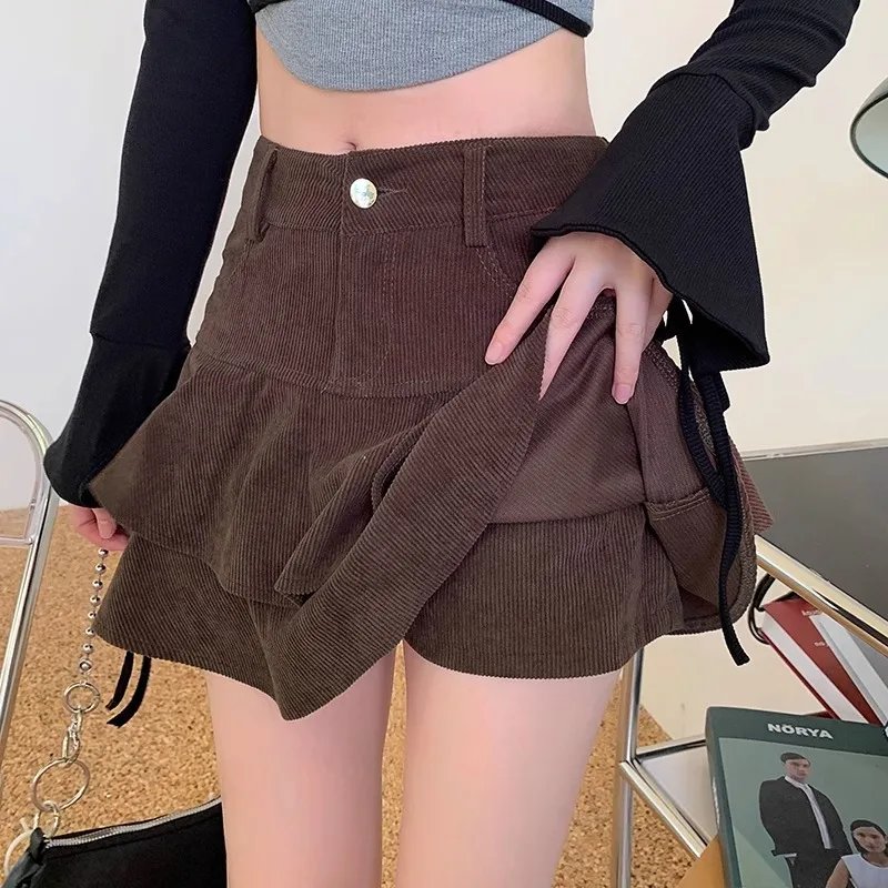 Chic Brown Corduroy Mini Skirt