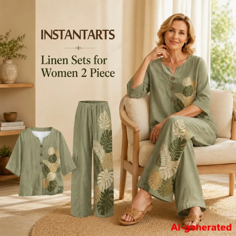 Stylish Linen Shirt & Wide-Leg Pants Set