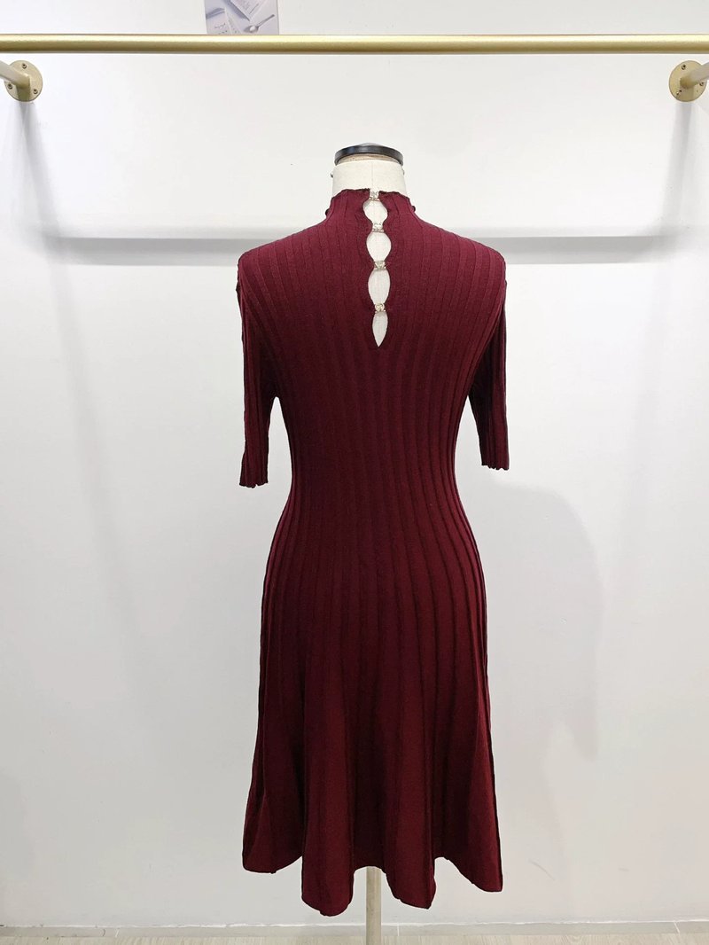 Chic Striped Turtleneck Mini Dress