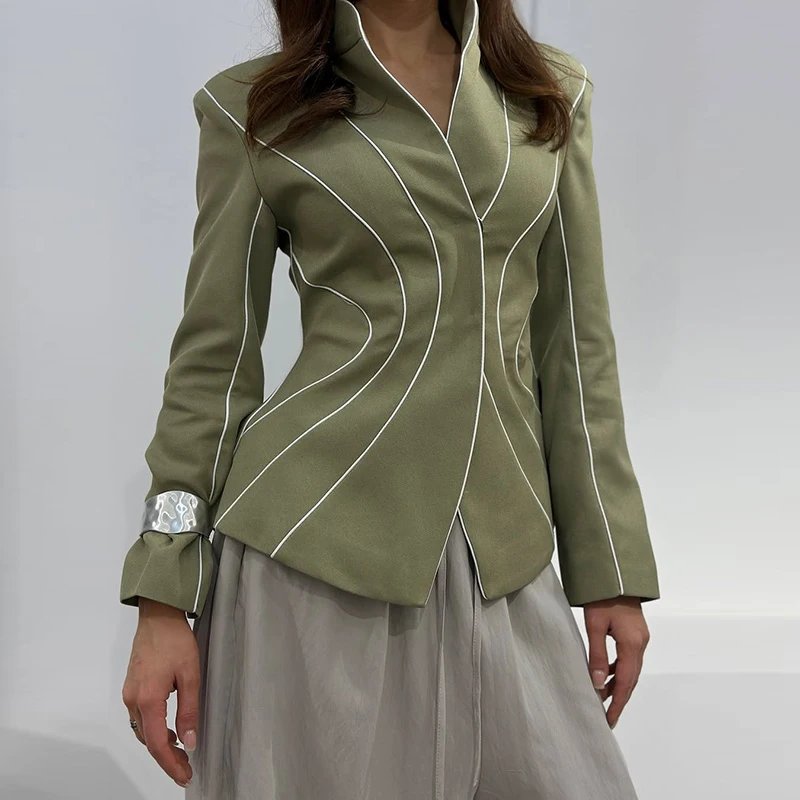 Elegant Striped Women's Blazer