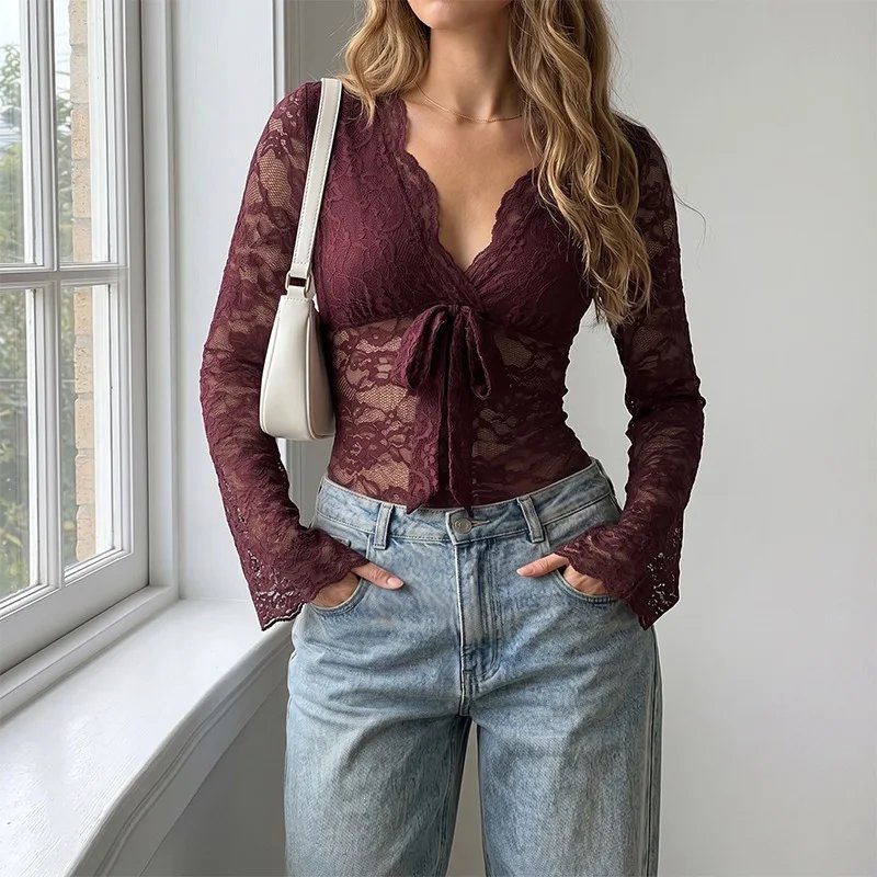 Elegant Sheer Lace Bodysuit