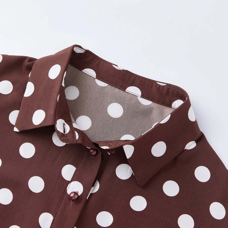 Retro Dot Print Cropped Blouse