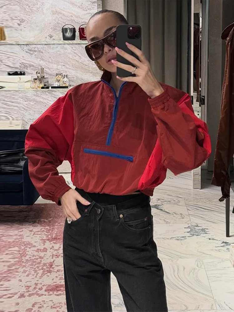 Chic Color Block Cropped Anorak