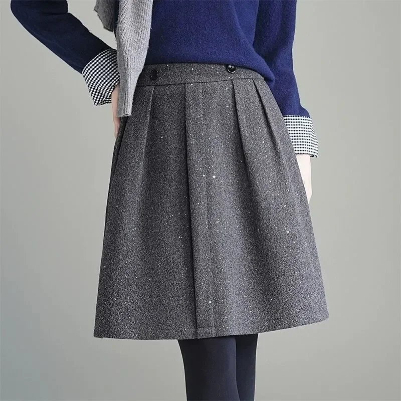 Vintage High Waist Glitter Midi Skirt
