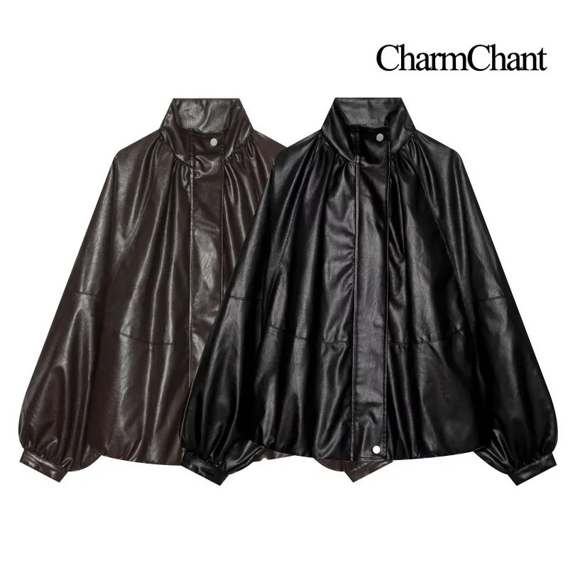 Chic Women's Faux Leather Jacket