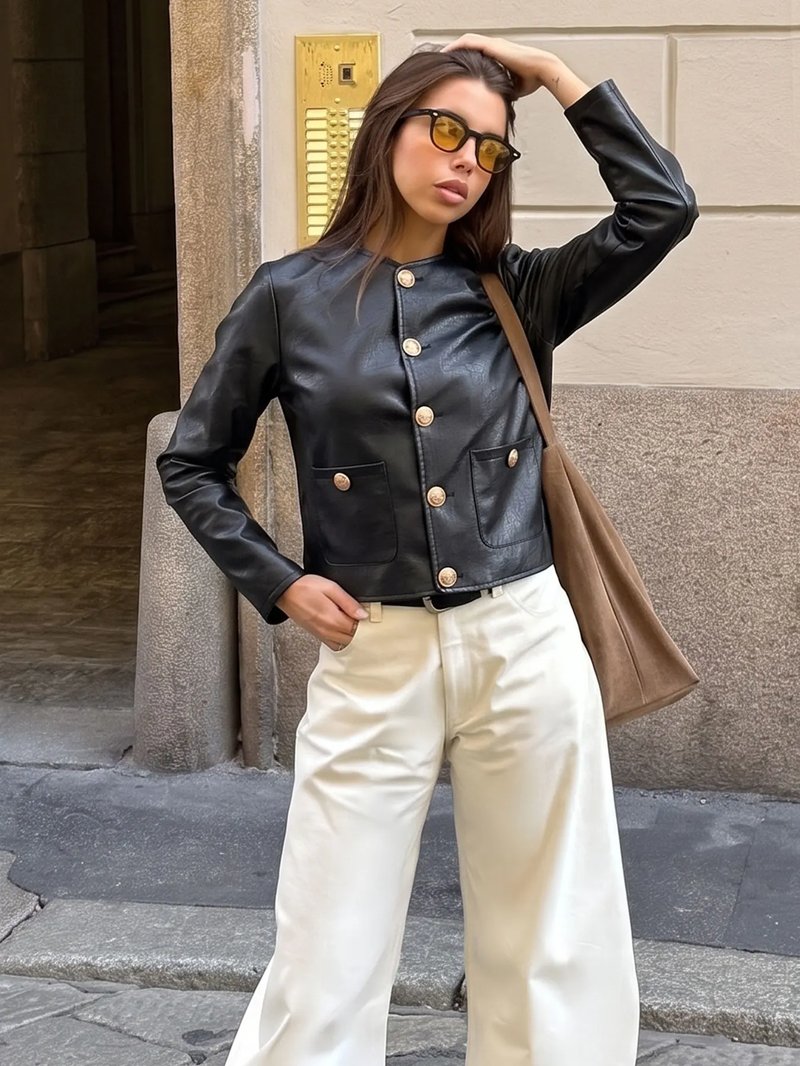 Vintage Black Faux Leather Jacket