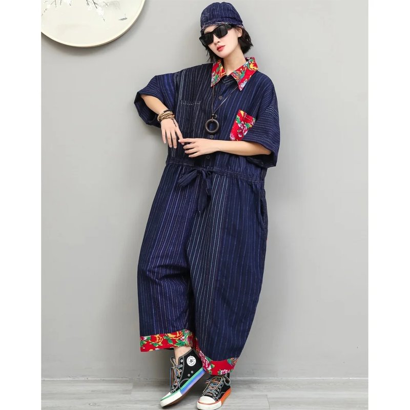 Floral Print Vintage Jumpsuit