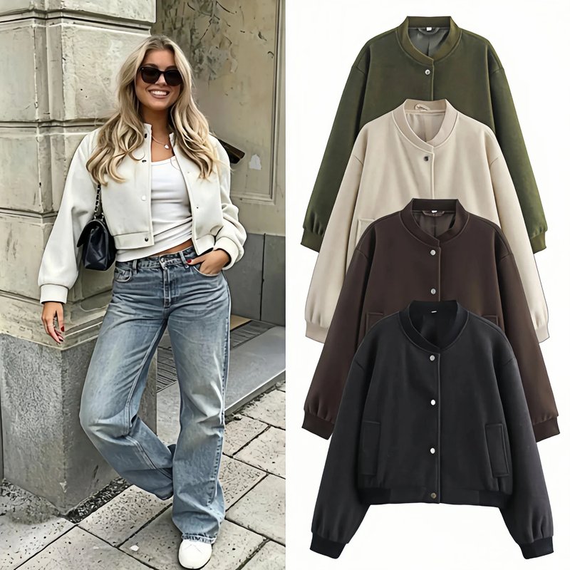 Chic Loose Fit Bomber Jacket