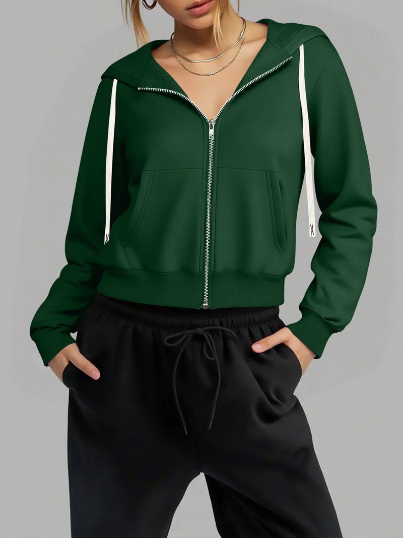 Cropped Zip-Up Hoodie for Active Women