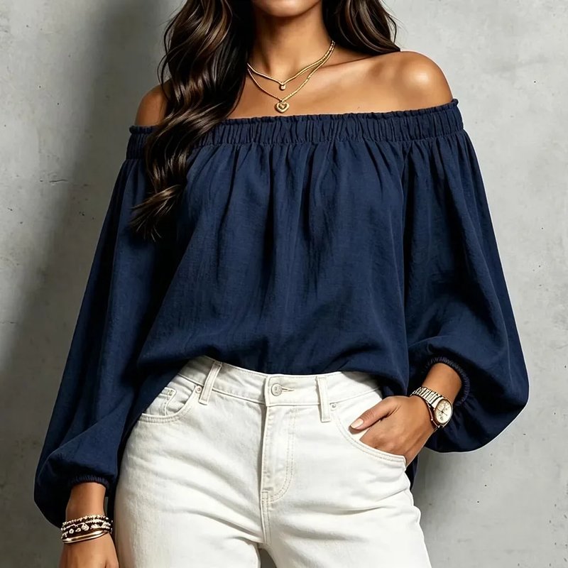 Chic Off-Shoulder Lantern Sleeve Blouse