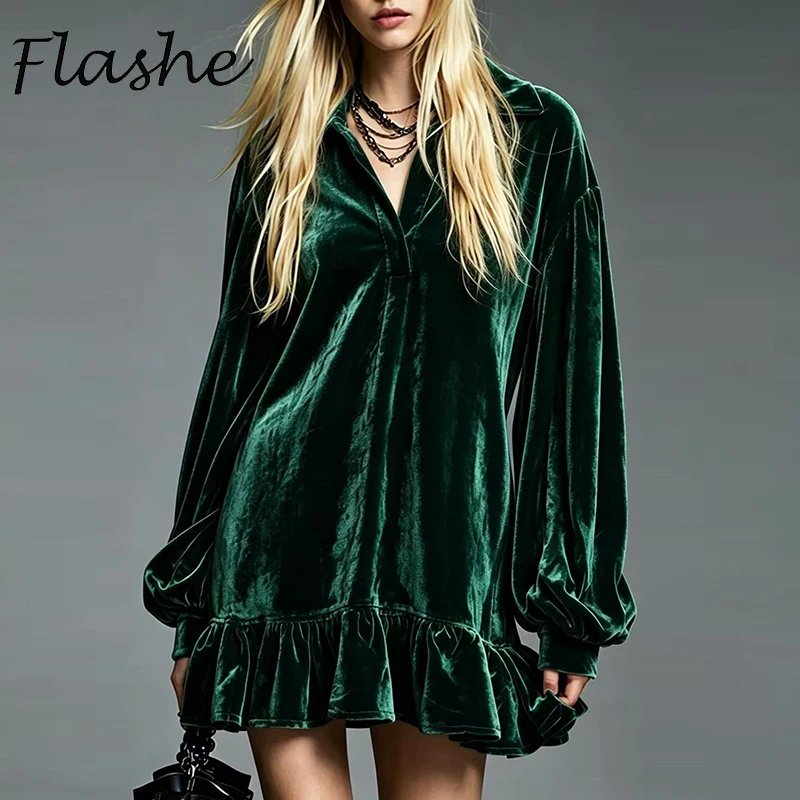 Chic Velvet V-Neck Mini Dress