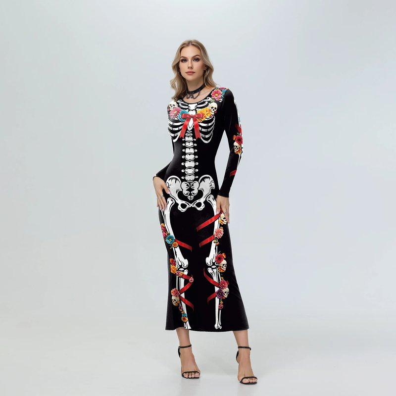 Floral Skeleton Midi Dress