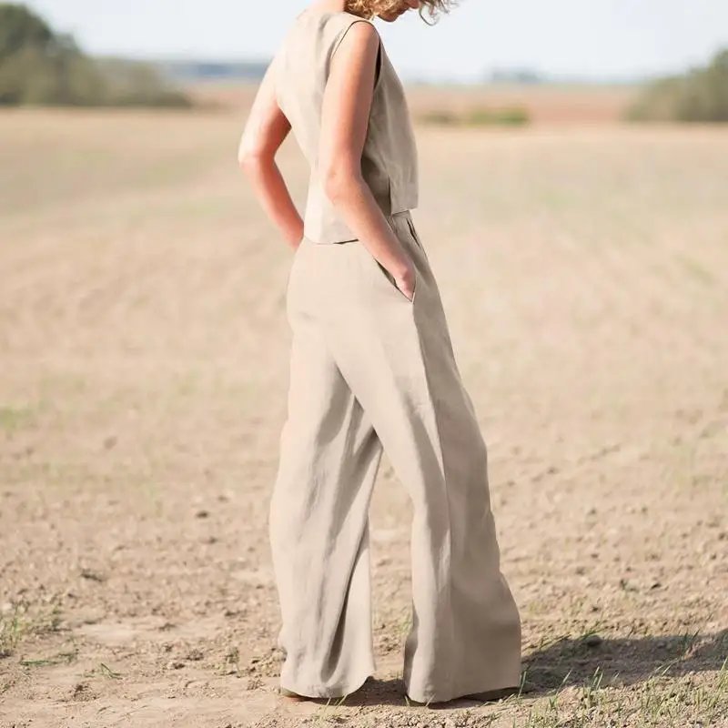 Summer Cotton Linen Two-Piece Set