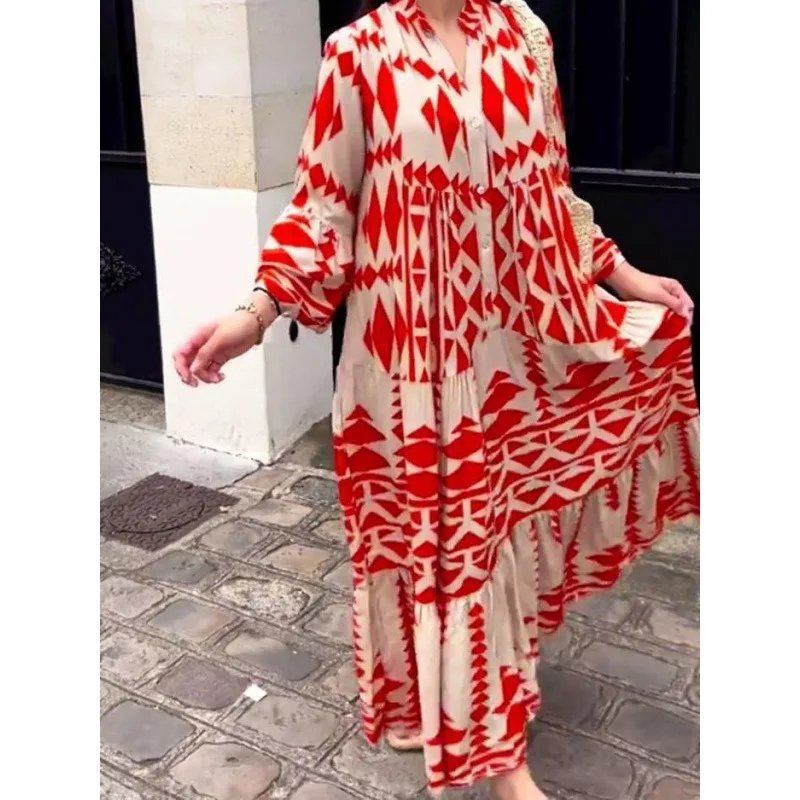 Bohemian Printed Midi Dress