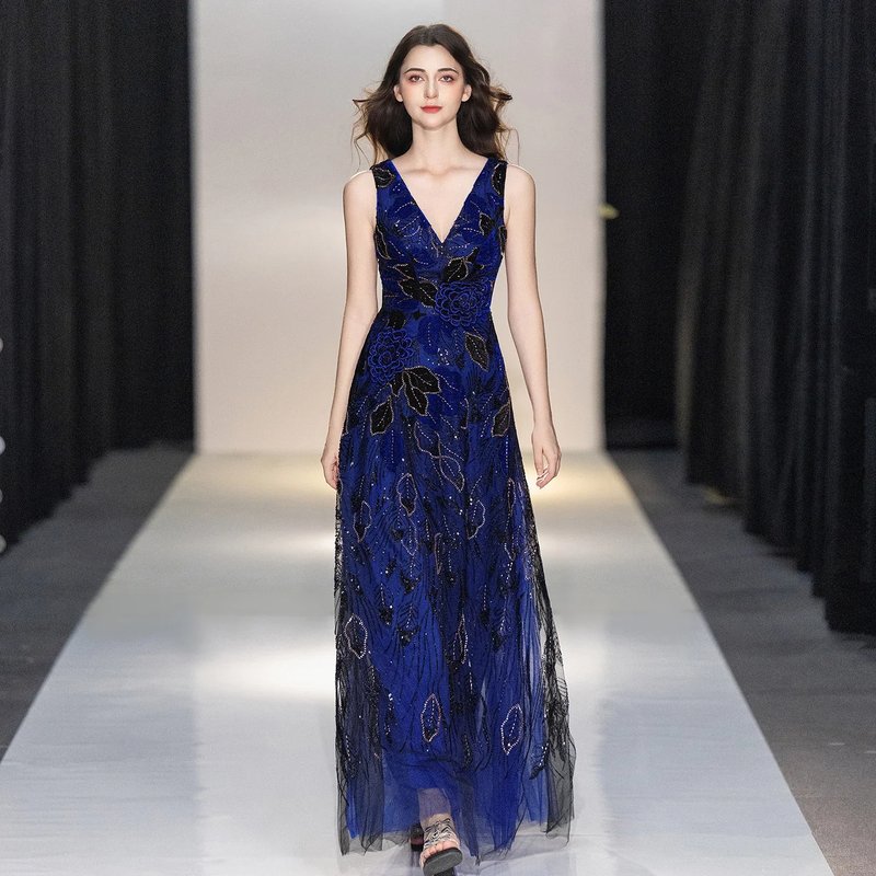 Elegant Royal Blue Evening Gown