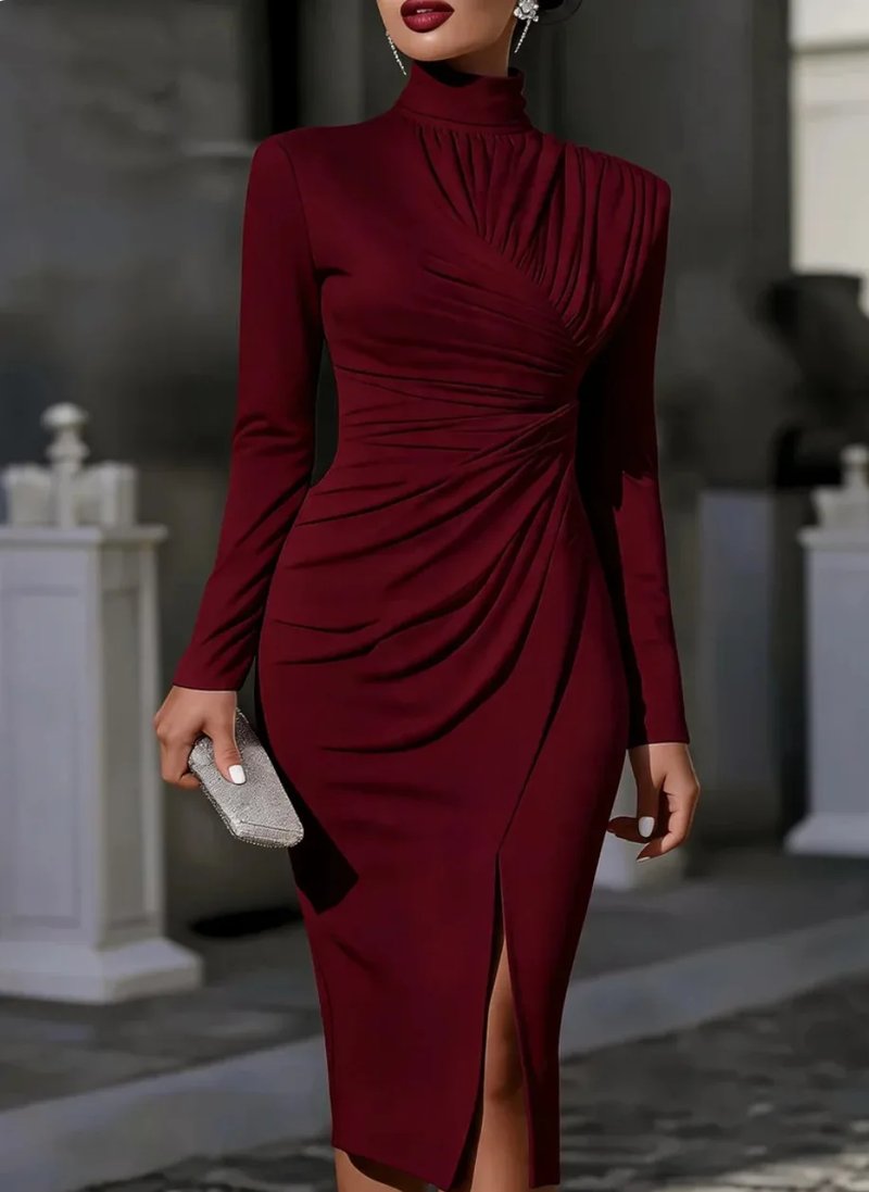 Elegant Turtleneck Midi Dress