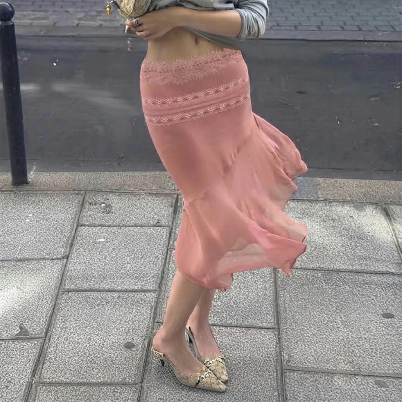 Elegant Lace Midi Skirt